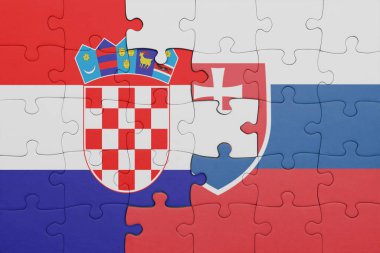 Slovakya 'nın renkli ulusal bayrağı ve Hırvat bayrağıyla ilgili bulmacalar. konsept