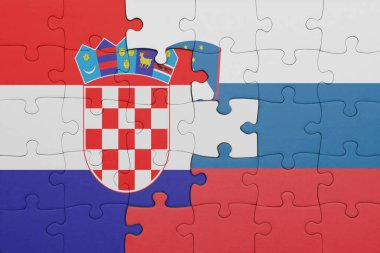 Slovenia 'nın renkli ulusal bayrağı ve Hırvat bayrağıyla ilgili bulmaca. konsept