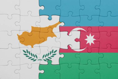 Azerbaijan 'ın renkli ulusal bayrağı ve Sikir bayrağıyla ilgili bulmacalar. konsept