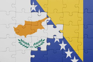 Bosna ve Herzegovina 'nın renkli ulusal bayrağı ve Sayu' nun bayrağı. konsept