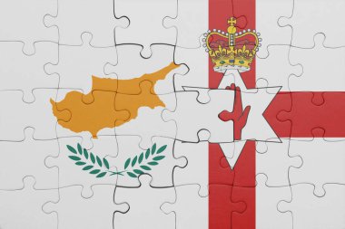 Kuzey İrlanda 'nın renkli ulusal bayrağı ve Siyu bayrağıyla ilgili bulmacalar. konsept