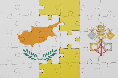 Vatikan 'ın renkli ulusal bayrağı ve Cyu bayrağıyla ilgili bulmacalar. konsept