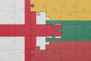 Litvanya 'nın renkli ulusal bayrağı ve İngiltere bayrağı. konsept