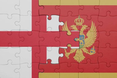 Moğolistan ve İngiltere bayrağının renkli ulusal bayrağıyla bulmaca. konsept