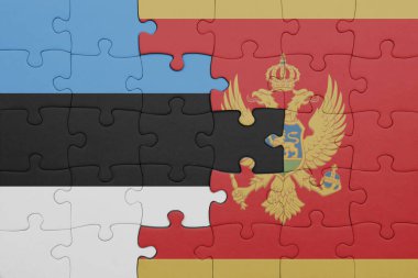 Renkli ulusal Estonya bayrağı ve mongol bayrağı bulmacası. konsept