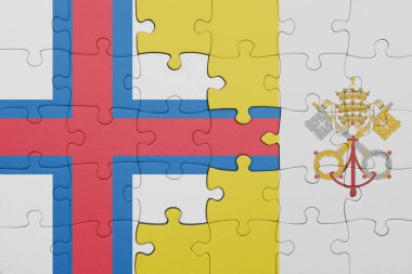 Faroe Adaları 'nın renkli ulusal bayrağı ve Vatikan bayrağının bulmacası. konsept