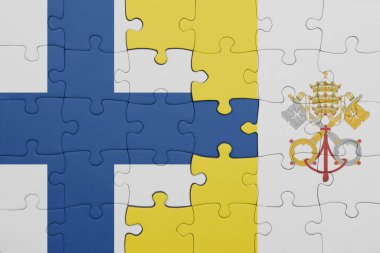 Vatikan 'ın renkli ulusal bayrağı ve Finlandiya bayrağıyla ilgili bulmacalar. konsept