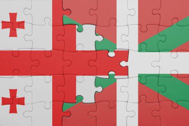 Gürcistan 'ın renkli ulusal bayrağı ve Bask ülkesinin bayrağı. konsept