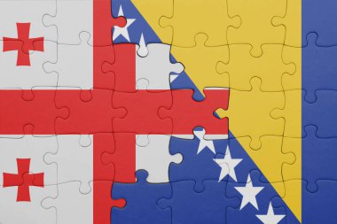 Gürcistan 'ın renkli ulusal bayrağı, Bosna ve Herzegovina bayrağı. konsept