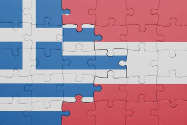 Avusturalya 'nın renkli ulusal bayrağı ve Yunan bayrağının bulmacası. konsept