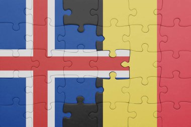 Belçika 'nın renkli ulusal bayrağı ve İzlanda bayrağı. konsept