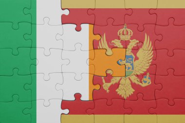 İrlanda 'nın renkli ulusal bayrağı ve mongol bayrağı ile bulmaca. konsept