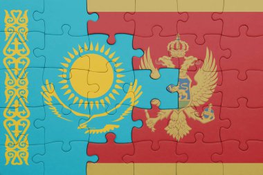 Kazakistan 'ın renkli ulusal bayrağı ve mongol bayrağı. konsept