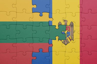 Litvanya 'nın renkli ulusal bayrağı ve Moldova bayrağıyla ilgili bulmacalar. konsept