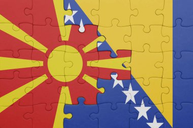 Bosna ve Herzegovina bayrağının rengarenk ulusal bayrağıyla bulmaca. konsept