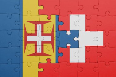 İsviçre 'nin renkli ulusal bayrağı ve Madeira bayrağıyla ilgili bulmacalar. konsept