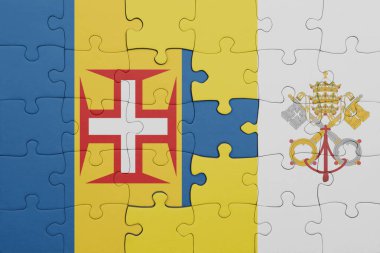 Vatikan 'ın renkli ulusal bayrağı ve Madeira bayrağıyla ilgili bulmacalar. konsept