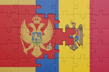 Moğol bayrağı ve Moldova bayrağının renkli ulusal bayrağıyla bulmaca. konsept