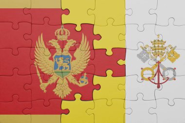 Moğolistan ve Vatikan bayrağının renkli ulusal bayrağıyla ilgili bulmacalar. konsept