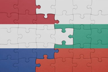 İspanya 'nın renkli ulusal bayrağı ve Hollanda bayrağıyla ilgili bulmacalar. konsept