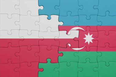 Azerbaijan 'ın renkli ulusal bayrağı ve Polonya bayrağının bulmacası. konsept