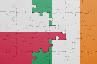 İrlanda 'nın renkli ulusal bayrağı ve Polonya bayrağı. konsept