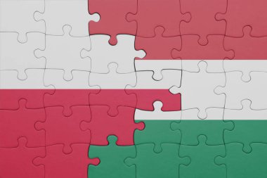 Polonya bayrağının rengarenk ulusal bayrağıyla bulmaca. konsept