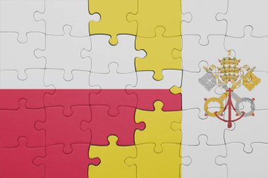 Polonya bayrağı ve Vatikan 'ın renkli ulusal bayrağıyla ilgili bulmacalar. konsept