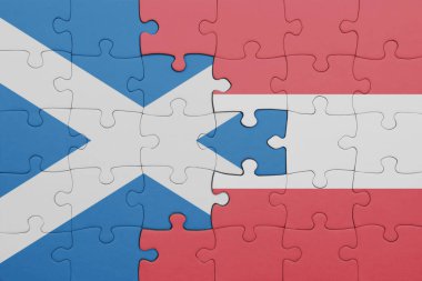 Avustralya 'nın renkli ulusal bayrağı ve İskoçya bayrağıyla ilgili bulmacalar. konsept