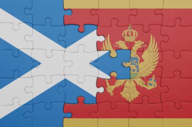 Moğolistan ve İskoçya bayrağının renkli ulusal bayrağıyla bulmaca. konsept