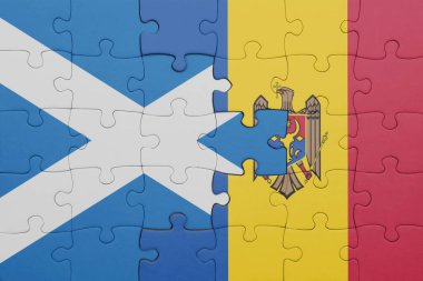 Moldova 'nın renkli ulusal bayrağı ve İskoçya bayrağı. konsept