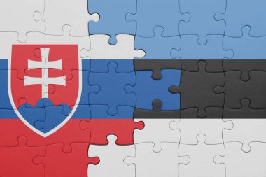 Renkli ulusal Estonya bayrağı ve Slovakya bayrağı bulmacası. konsept