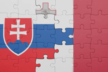 Slovakya bayrağının ve maltanın renkli ulusal bayrağının bulmacası. konsept