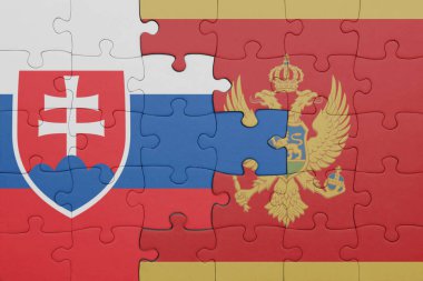 Moğolistan ve Slovakya bayrağının renkli ulusal bayrağıyla bulmaca. konsept