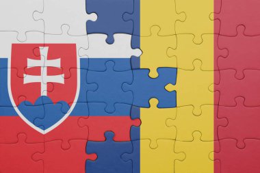 Romanya 'nın renkli ulusal bayrağı ve Slovakya bayrağıyla ilgili bulmacalar. konsept