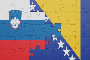 Bosna ve Herzegovina bayrağının renkli ulusal bayrağıyla bulmaca. konsept