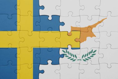 Sistemin renkli ulusal bayrağı ve İsveç bayrağıyla bulmaca. konsept