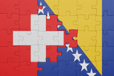 Bosna, Herzegovina ve İsviçre bayrağının renkli ulusal bayrağıyla bulmaca. konsept