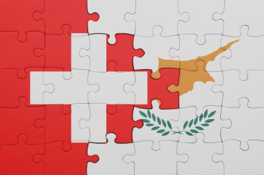 Sistemin renkli ulusal bayrağı ve İsviçre bayrağıyla bulmaca. konsept