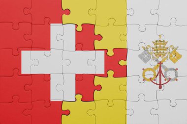 Vatikan 'ın renkli ulusal bayrağı ve İsviçre bayrağıyla ilgili bulmacalar. konsept