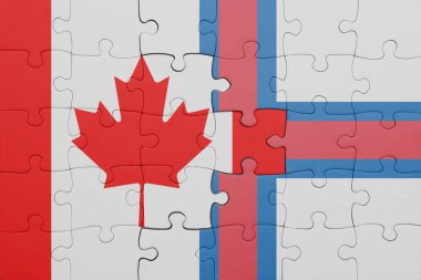 Faroe Adaları ve Kanada bayrağının renkli ulusal bayrağıyla bulmaca. konsept