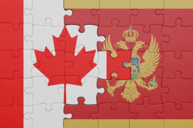 Moğolistan ve Kanada bayrağının renkli ulusal bayrağıyla bulmaca. konsept