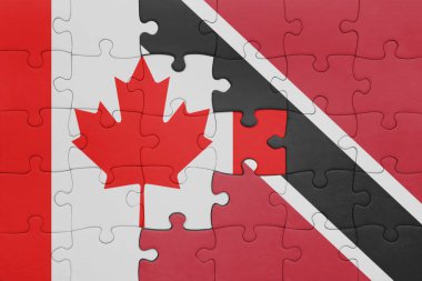 Trinidad, Tobago ve Kanada bayrağının renkli ulusal bayrağıyla bulmaca. konsept