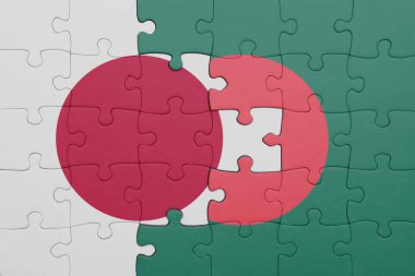 Bangladeş 'in renkli ulusal bayrağı ve Japon bayrağı. konsept