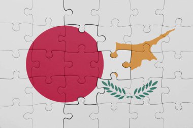 Siyan ve Japon bayrağının renkli ulusal bayrağıyla bulmaca. konsept