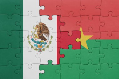 Burkina faso 'nun renkli ulusal bayrağı ve Meksika bayrağı. konsept