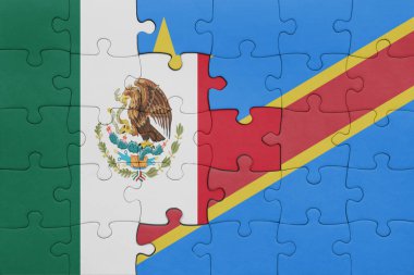 Kongo ve Meksika bayrağının demokratik cumhuriyetinin renkli ulusal bayrağıyla bulmaca. konsept