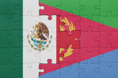 Eritrea 'nın renkli ulusal bayrağı ve Meksika bayrağı. konsept