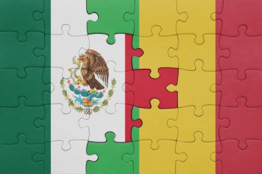 Mali ve Meksika bayrağının renkli ulusal bayrağıyla bulmaca. konsept