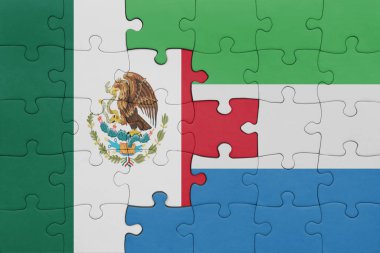 Sierra Leone ve Meksika bayrağının renkli ulusal bayrağıyla bulmaca. konsept